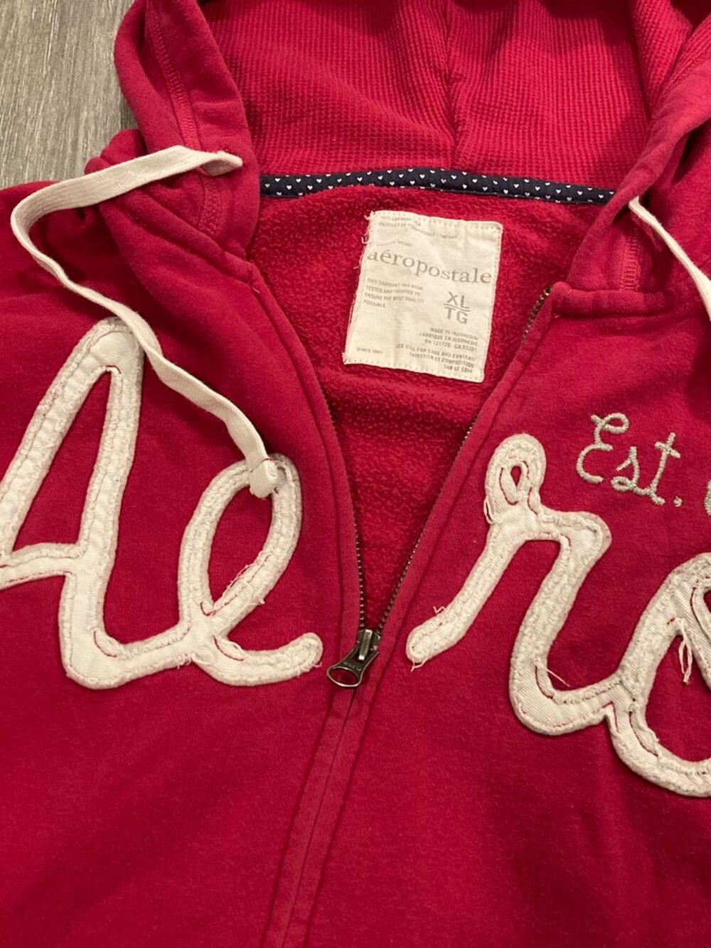 Aéropostale Y2K Vintage Zip Up Hoodie Burgundy / Raspberry / Magenta XL
